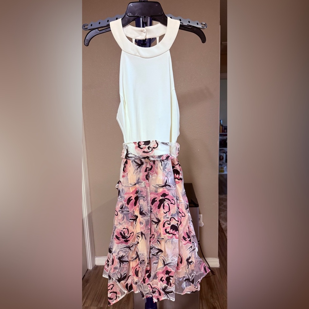 Floral Pink and White Dress